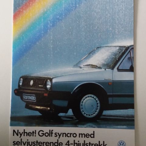 VW GOLF SYNCRO , Mk II -brosjyre. ( NORSK)