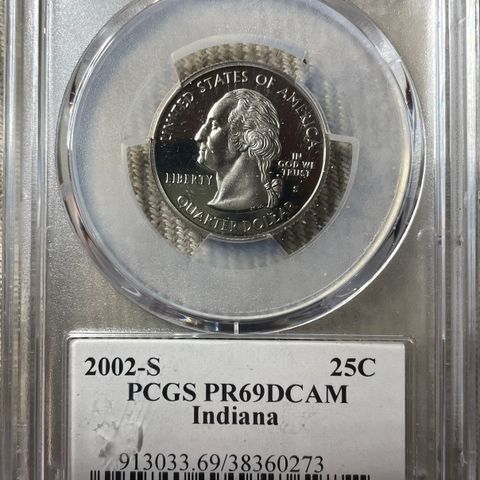 2002 s Indiana statehood quarter PCGS PR 69 DCAM *