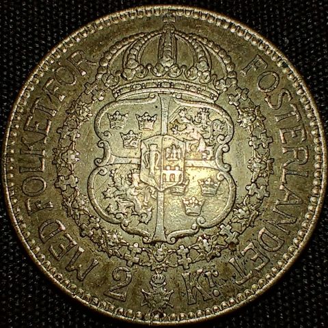 Sverige 2 kronor 1914 .800 sølv NY PRIS
