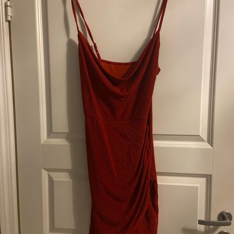 Red draped glitter dress