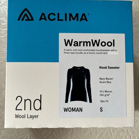 Aclima Warmwool Hood Sweather str S. Ny i eske