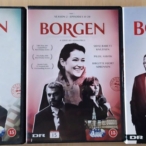 Dvd serie. Borgen. Komplett serie. Sesong 1-2-3. Dansk. Drama. Norsk tekst.