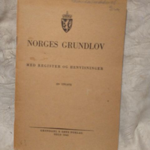 NORGES GRUNDLOV ,med register og henvisninger