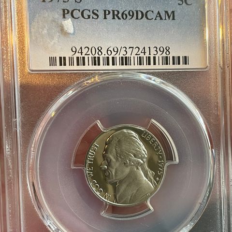 1975 S 5C Jefferson Nickel Proof PCGS PR69DCAM