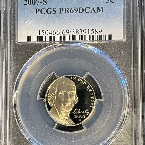 2006 S 5c Monticello Jefferson Proof Nickel- PCGS PR69DCAM