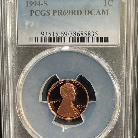 PCGS 1994 S 1C Lincoln Cent Proof PR69DCAM
