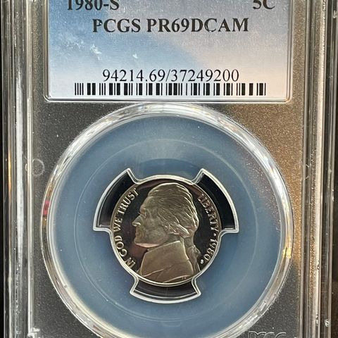 1980-S 5C Jefferson Nickel Proof PCGS PR69DCAM