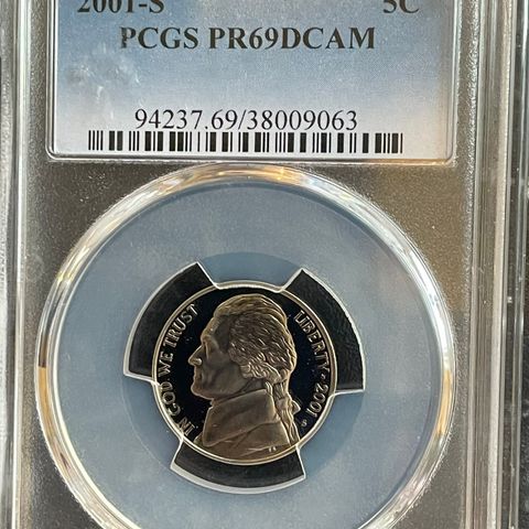2001-S 5C Jefferson Nickel Proof PCGS PR69DCAM