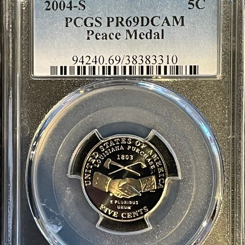 2004-S 5C Jefferson Nickel Peace Medal PCGS PR69DCAM