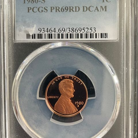 1980 S 1C Lincoln Cent Proof PCGS PR69DCAM