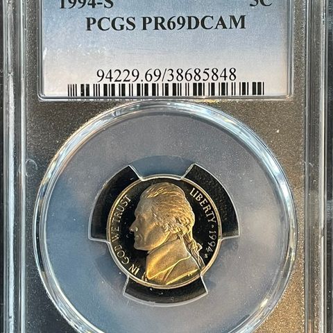 1994-S 5C Jefferson Nickel Proof PCGS 69