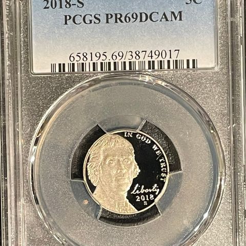 2018-S PCGS PR69DCAM Jefferson Nickel Proof 5C