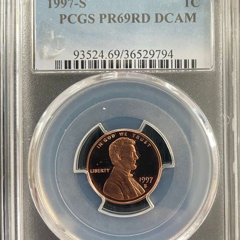 1997-S 1c US Lincoln Memorial Cent PCGS PR69RD DCAM Proof