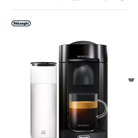 Nespresso Vertuo Plus kaffemaskin fra Delonghi, Sort