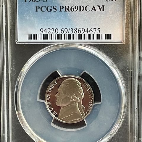 1985-S 5C Jefferson Nickel Proof PCGS PR69DCAM