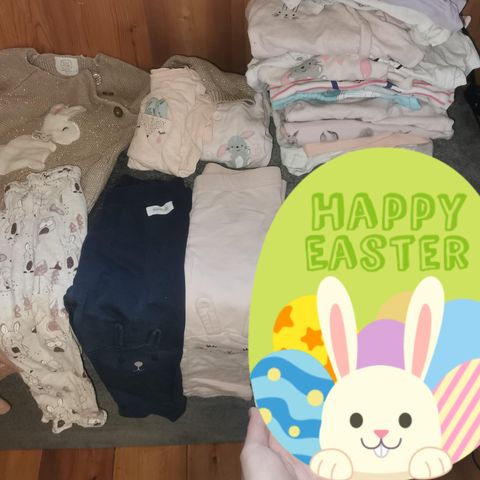 Stor kanin 🐰🐇  klespakke vår / sommer jente 68 og 74 påske klær genser