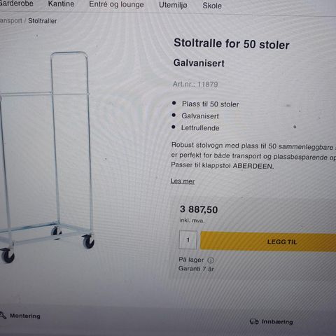 Stoltralle for 50 stoler, tralle