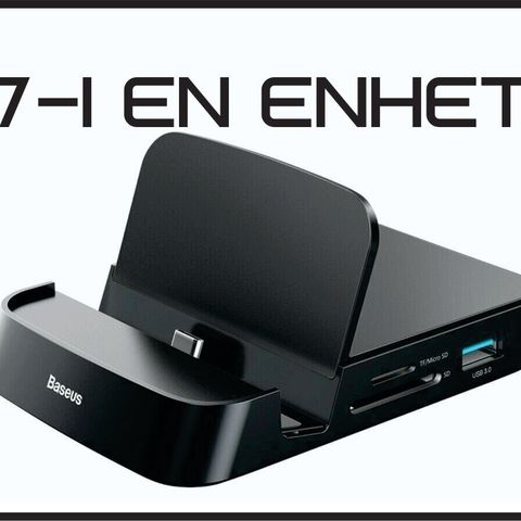 BaseUS ladestasjon for USB C telefoner, 7 funksjoner i 1 enhet. NYTT!