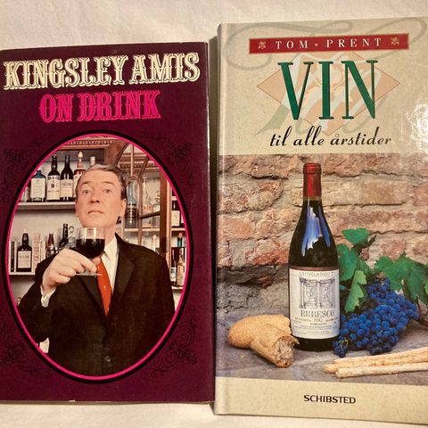 VIN INTERESSERT? Kingsley Amis on drink’ og Tom Prent’s ‘Vin til alle årstider’.