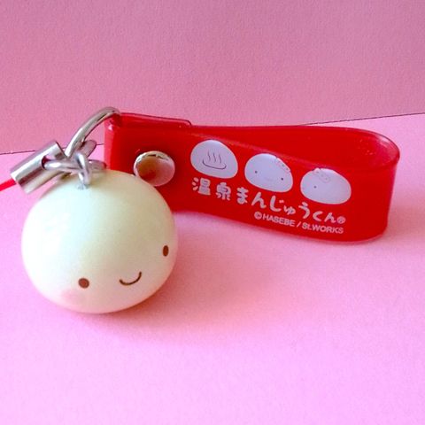 Vintage KAWAII Onsen Manju Kun liten figur m/ strap! NY. Anime, manga