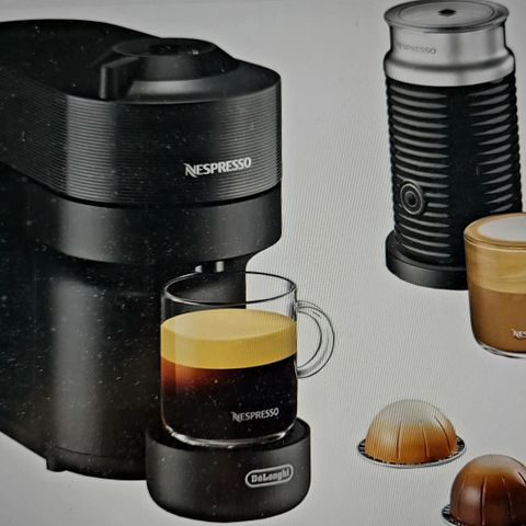 Ny sort ubrukt Nespresso Vertuo Pop m/steamer inkl. kapsler