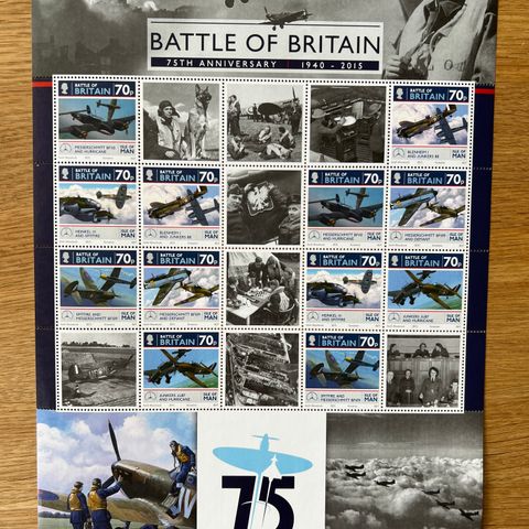 Isle of Man Battle of Britain souvenirark 2015 postfrisk