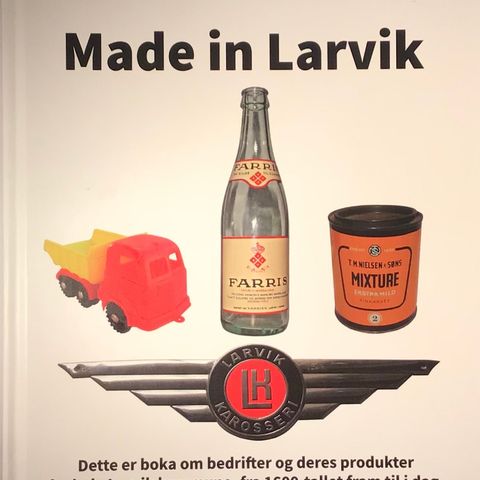 Made in Larvik bok med mange reklameartikler tobakk, iddiser, øl, leker mm