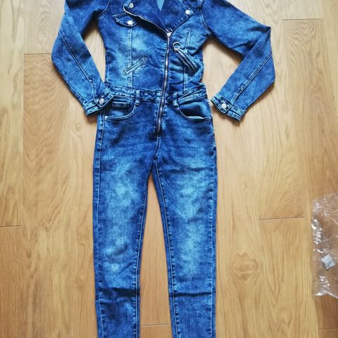 Jeans damedress jumpsuit str S/M - Ny