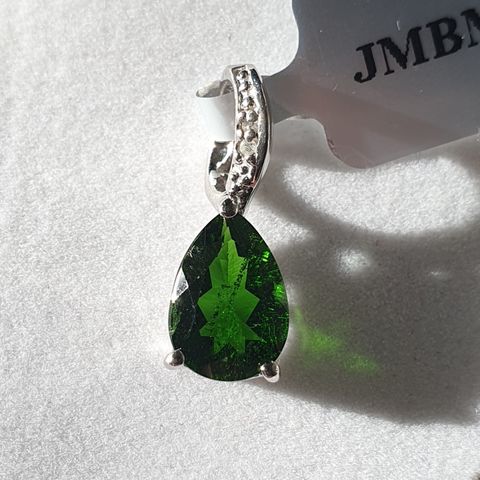 Chrome Diopside & Diamond Diamant Sølv 925 Silver Limited Pendant Anheng 1.99ct