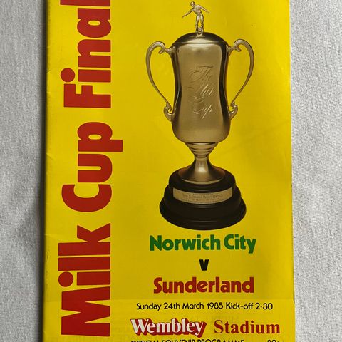 Program  Norwich - Sunderland Ligacup Finale 1985