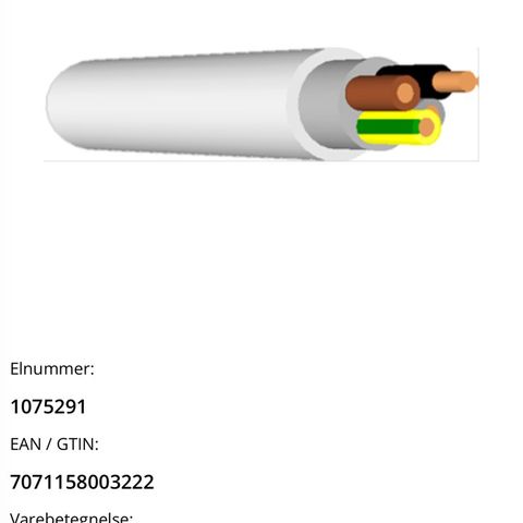 Strømkabel! TF kabel PFXP 3G2,5 FR 500V 25m x 7 kveiler