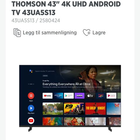 THOMSON 43" 4K UHD ANDROID TV