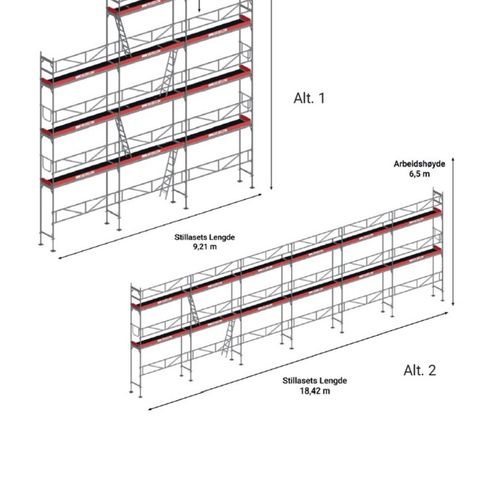 Aluminium Stillas til leie, ca 100 m2. Står på tilhenger , kl B