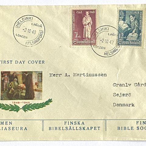 Finland 1948  FDC  Mikeel Agricola    AFA 363-364