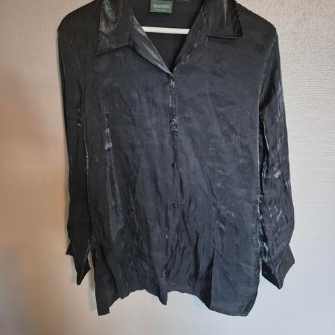 Vintage Metallisk svart bluse