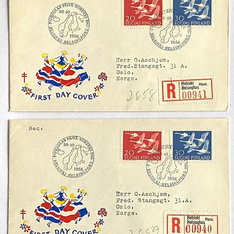 Finland 1956 Nordens dag  FDC AFA 472 - 473