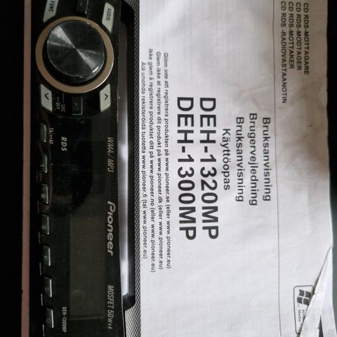 Pioneer cdspiller til bil. DEH-1300MP