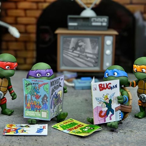 Autentisk NECA TMNT Cartoon Accessory Sett