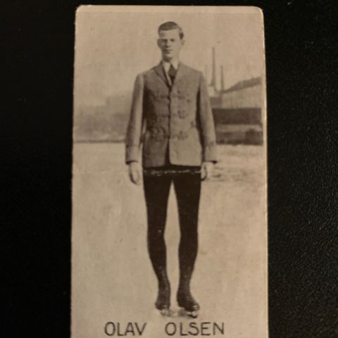 Olav Olsen Kunstløp NM Lillehammer 1929 sigarettkort 1930 Tiedemanns Tobak!