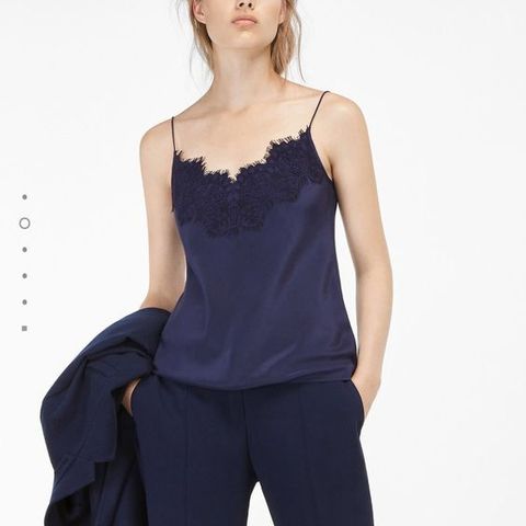 NY - Massimo Dutti -  46 % Silk Lace details camisole - Navy  - Strs. 34