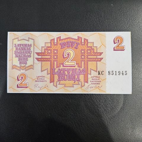 Latvijas 2 rubli 1992 usirkulert (originale sedler)