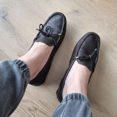 Santoni ekte skinn mørkt brun loafers til dame Str. 40 (26cm)