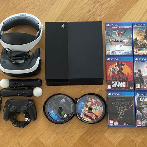 PlayStation 4 + PlayStation VR + 20 FANTASTISKE spiller