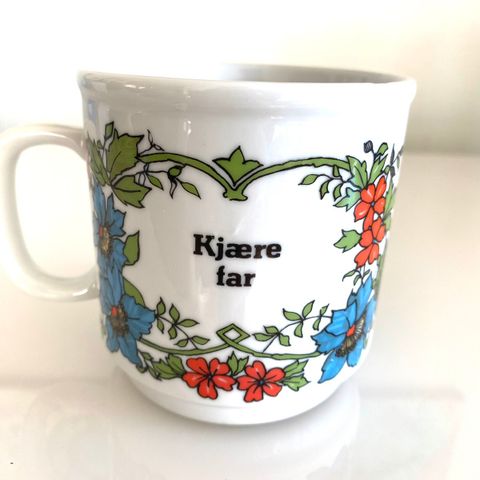 Vintage kopp med hyllest til far