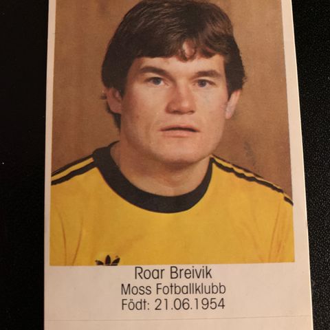 Roar Breivik Moss fotballklubb 1983 sjeldent fotballkort klistremerke selges