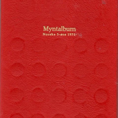 Myntalbum - Norske 5-øre 1971 - 1979 med masse dubletter!