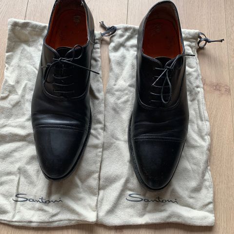 Santoni black leather Oxford herresko
