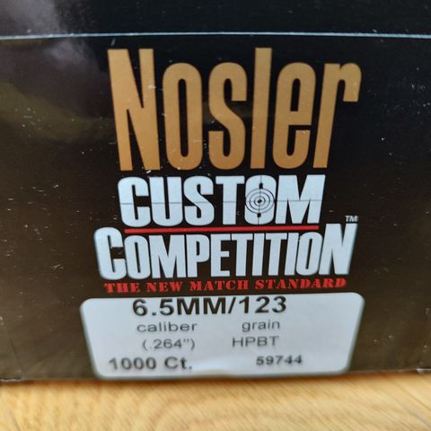 Nosler Custom Competition 6,5mm 123grain 1000 kuler