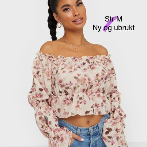 Off shoulder topp fra nelly