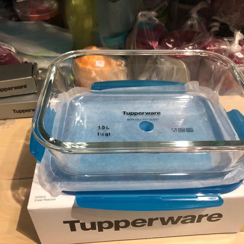 Tupperware PREMIAGLASS Borosilicate Container. (Glass form) 1,5 L. Helt ny.